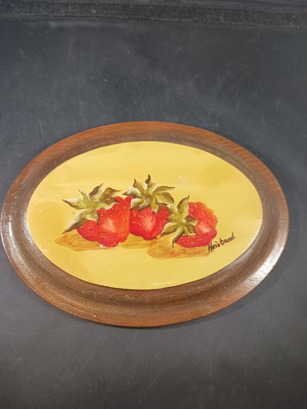 Antique Primitive KITCHEN WALL ART Handpainted Strawberry in Wood